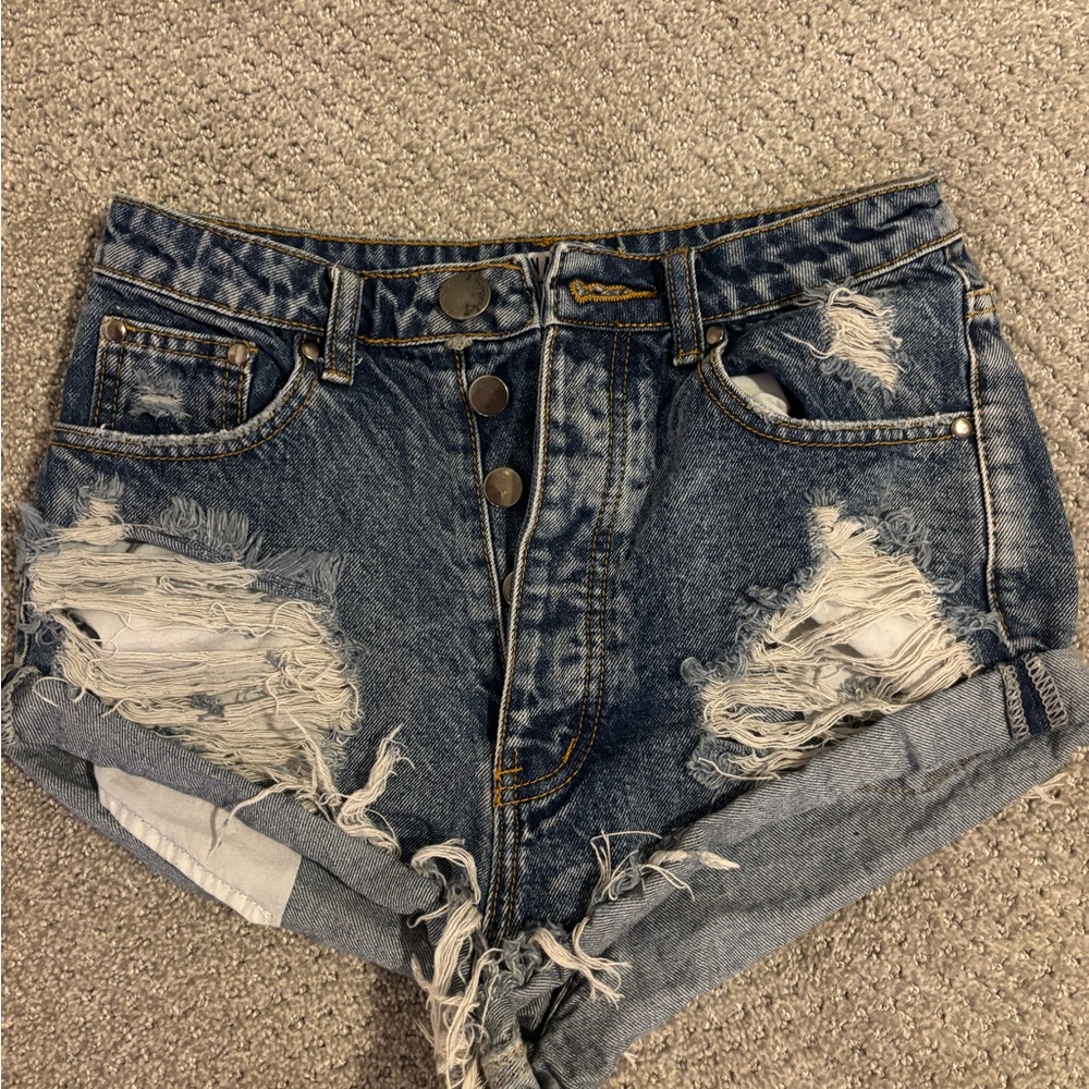 Signature by Levi Strauss Blue Distressed Jean Shorts